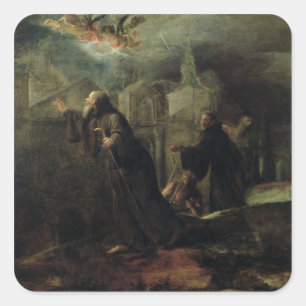 Pegatina Cuadrada La visión de San Francisco de Paola