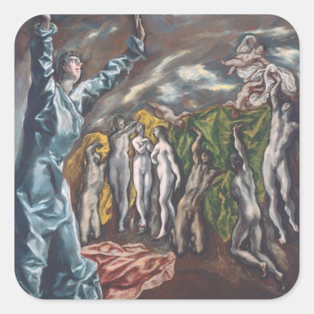 Pegatina Cuadrada La visión de San Juan (Anverso)