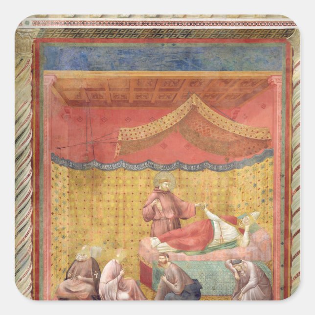 Pegatina Cuadrada La visión del Papa Gregorio IX 1297-99 (Anverso)