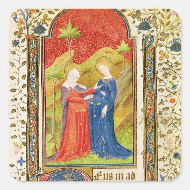 Pegatina Cuadrada La visita (Anverso)