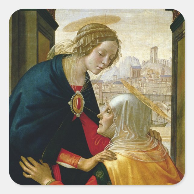 Pegatina Cuadrada La visita de 1491 (Anverso)