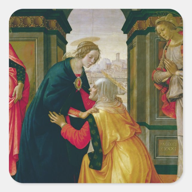 Pegatina Cuadrada La visita de 1491 (Anverso)
