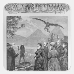 Pegatina Cuadrada La visita de la Reina a la Corte de Australia del 