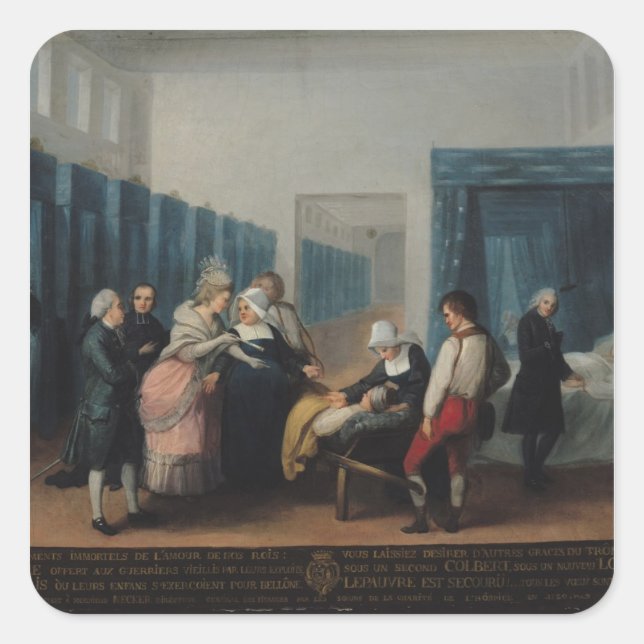 Pegatina Cuadrada La visita de Monsieur y Madame Necker (Anverso)