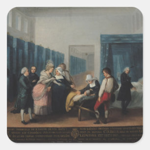 Pegatina Cuadrada La visita de Monsieur y Madame Necker