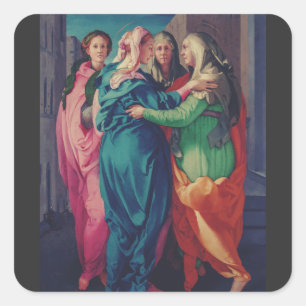 Pegatina Cuadrada La Visitación de Pontormo Arte Refinado Mannerista