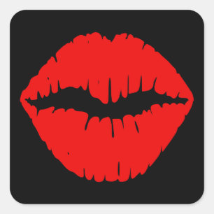 Pegatina Cuadrada Labial rojo y negro