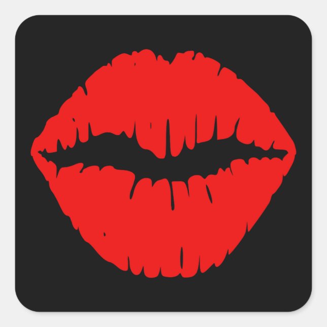 Pegatina Cuadrada Labial rojo y negro (Anverso)