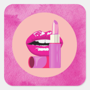 Pegatina Cuadrada Labios