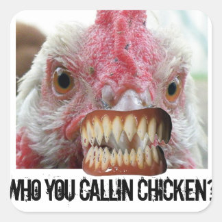 Pegatina Cuadrada Labios de pollo, dientes de pollo, pollos de Draca