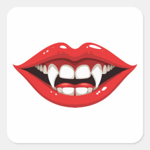 Pegatina Cuadrada Labios rojos de vampiro