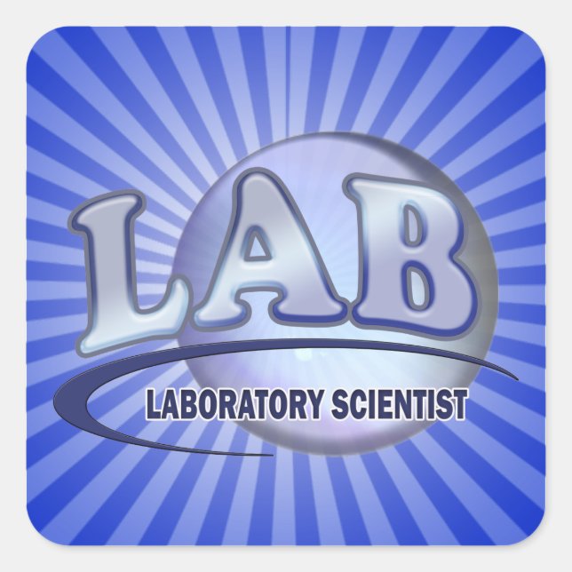 Pegatina Cuadrada LABORATORIO - CIENTÍFICO LABORATORIO! Fun Blue LOG (Anverso)