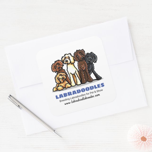 Pegatina Cuadrada Labradoodle Breeder Personalizado Marketing (Sobre)