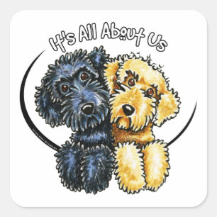 Pegatina Cuadrada Labradoodles Black Yellow IAAU
