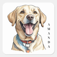 Labrador amarillo sonriente con collar Naranja