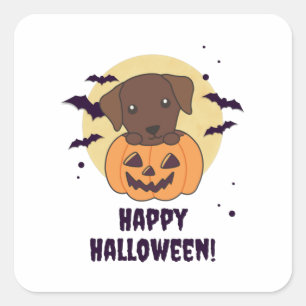Pegatina Cuadrada Labrador en perros de calabaza cute feliz Hallowee