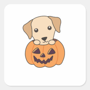 Pegatina Cuadrada Labrador en perros de calabaza cute feliz Hallowee
