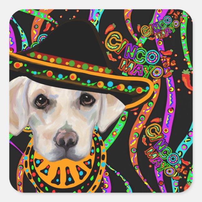 Pegatina Cuadrada Labrador Retriever (Anverso)