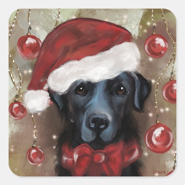 Pegatina Cuadrada Labrador Retriever  (Anverso)