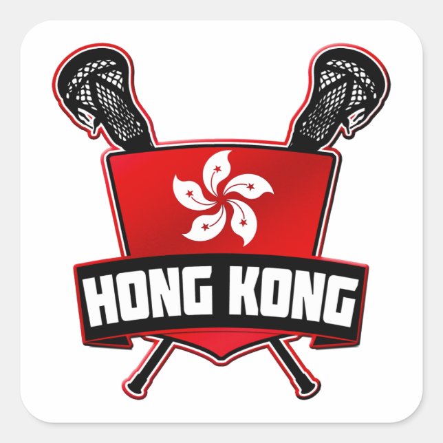Pegatina Cuadrada Lacrosse de Hong Kong (Anverso)