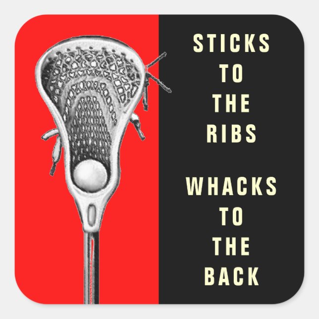 Pegatina Cuadrada Lacrosse divertida (Anverso)