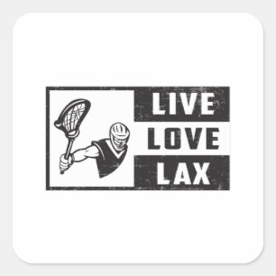 Pegatina Cuadrada Lacrosse Player Team Live Love Lax Funny Gift Idea