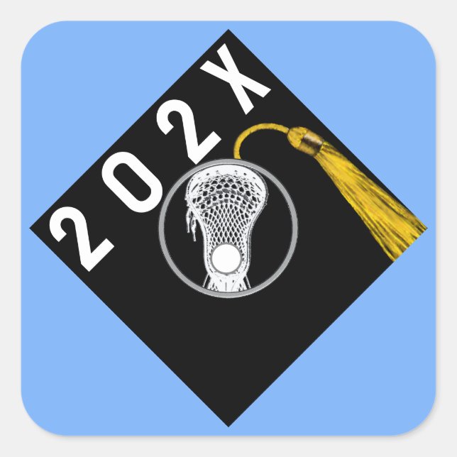 Pegatina Cuadrada Lacrosse Team Senior Night Light Blue (Anverso)