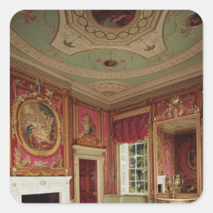 Pegatina Cuadrada Lado-tabla, vidrio de embarcadero y chimenea de