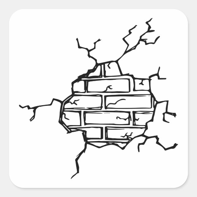 Pegatina Cuadrada Ladrillo agrietado (Anverso)