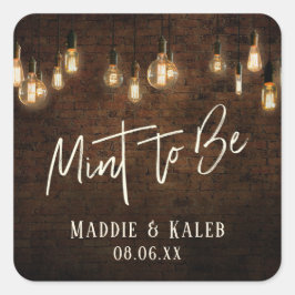 Pegatina Cuadrada Ladrillos industriales vintage luces Edison menta 