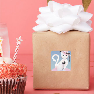 Pegatina Cuadrada Lady cat