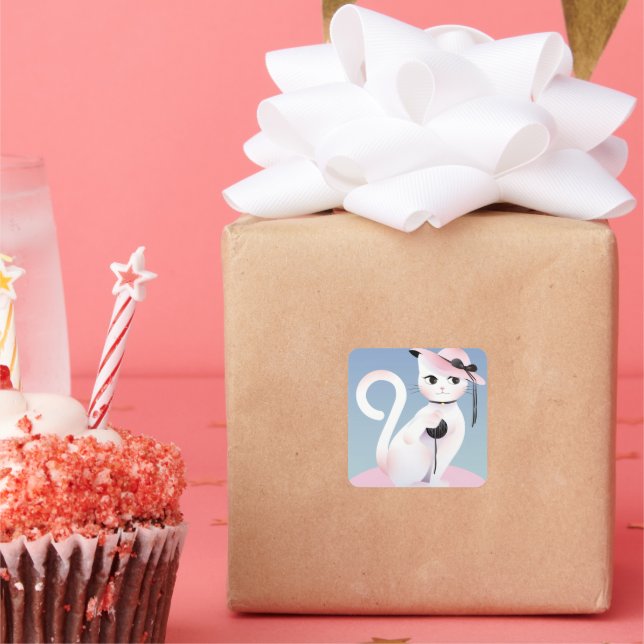 Pegatina Cuadrada Lady cat (Fiesta)