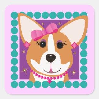 Pegatina Cuadrada Lady Corgi