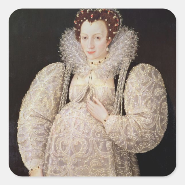 Pegatina Cuadrada Lady desconocida, c.1595-1600 (Anverso)