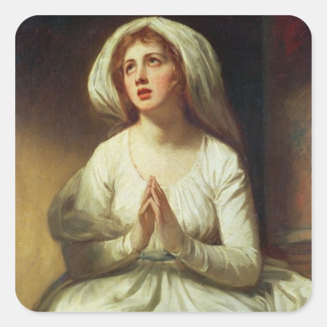 Pegatina Cuadrada Lady Hamilton Praying (Anverso)