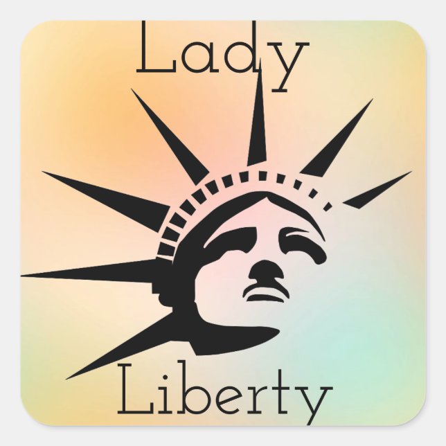 Pegatina Cuadrada Lady Liberty (Anverso)