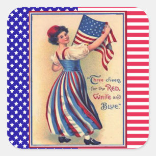 Pegatina Cuadrada Lady Liberty 4 de julio Bandera Patriótica