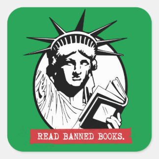 Pegatina Cuadrada Lady Liberty lee libros prohibidos