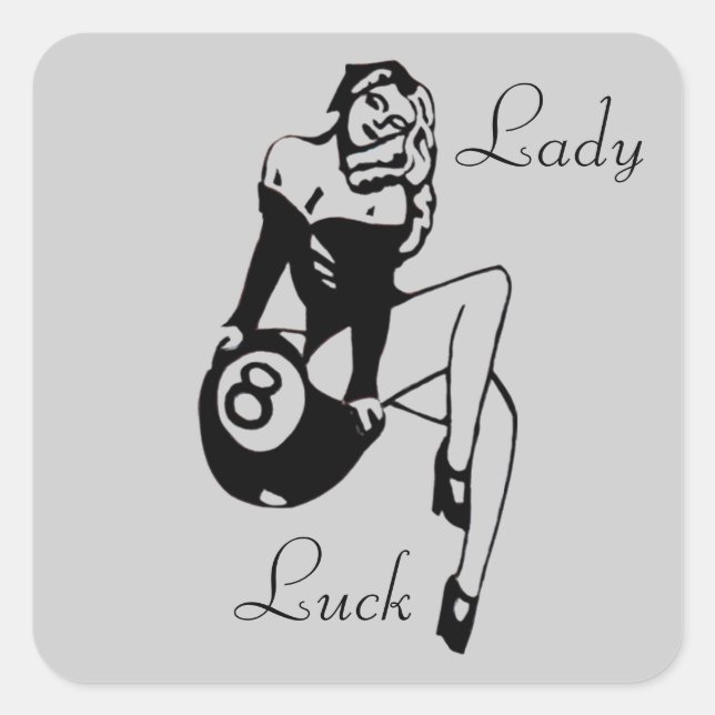 Pegatina Cuadrada Lady Luck (Anverso)