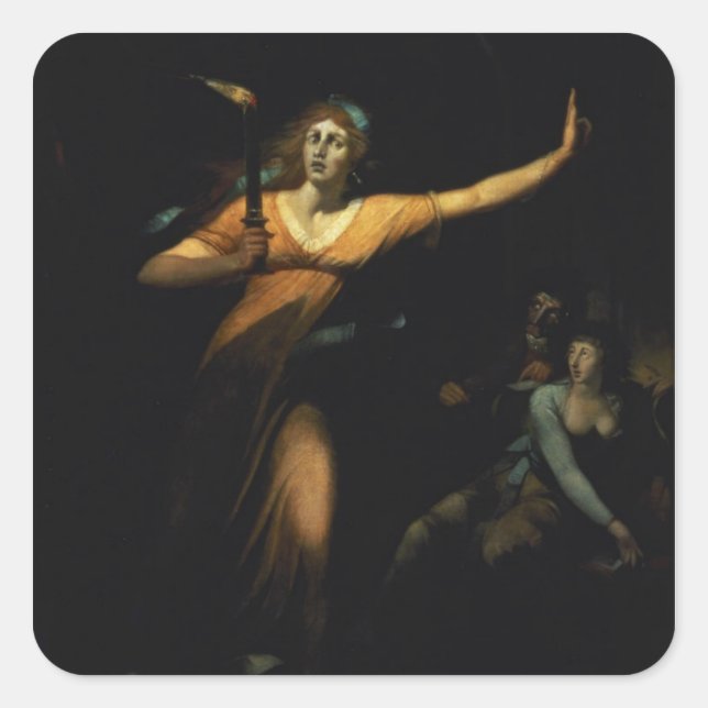 Pegatina Cuadrada Lady Macbeth Sleepwalk, 1783 (aceite sobre lienzo) (Anverso)