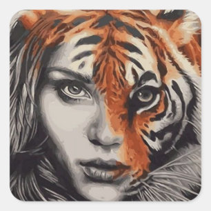 Pegatina Cuadrada Lady o el tigre - Frank Stockton