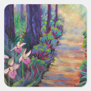 Pegatina Cuadrada Lady Slippers en el camino