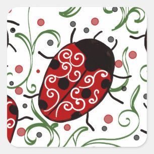 Pegatina Cuadrada Ladybug