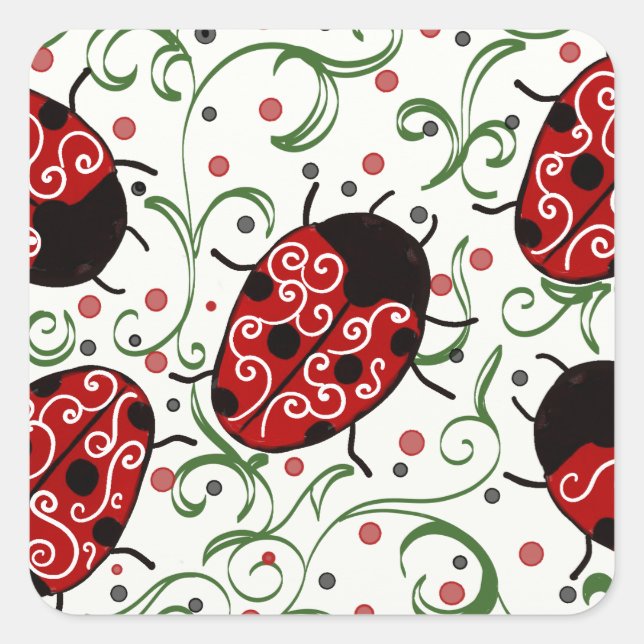 Pegatina Cuadrada Ladybug (Anverso)
