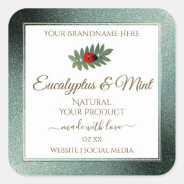 Pegatina Cuadrada Ladybug de las etiquetas blancas del Purpurina Ver