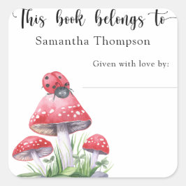 Pegatina Cuadrada Ladybug - este libro pertenece a