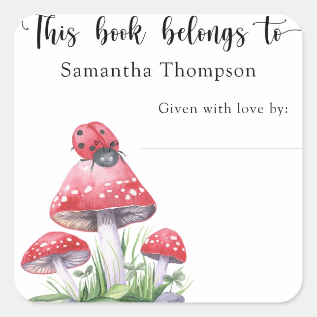 Pegatina Cuadrada Ladybug - este libro pertenece a (Anverso)