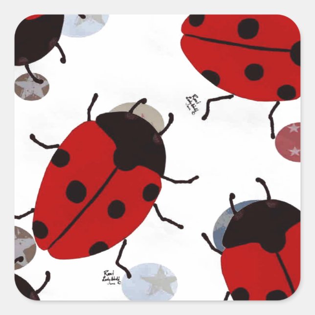 PEGATINA CUADRADA LADYBUGS (Anverso)