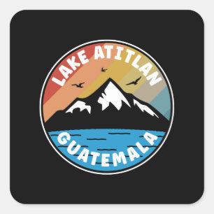 Pegatina Cuadrada Lago Atitlan - Guatemala Vintage