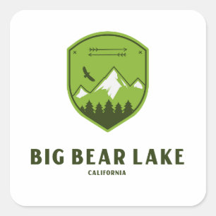 Pegatina Cuadrada Lago Big Bear - California